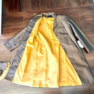 NWT Retro Vintage Rain Jacket Trench Coat with Hat in Brown Size XL / 16